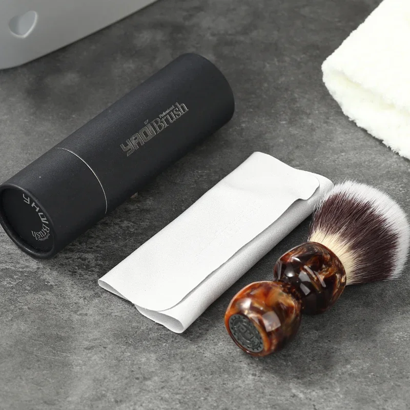 YAQI Caramel Cat's Whisker Synthetic Hair Mens Wet Shaving Brush - Premium Quality Travel Beard Care Grooming Tool