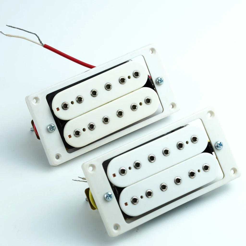 Weißer zweireihiger offener Tonabnehmer, geeignet für LP ST Gitarren, mit Tonabnehmerrahmen