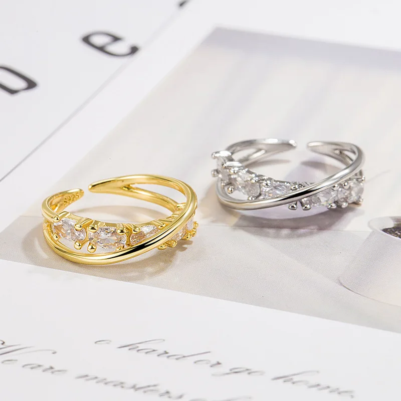 Cross Zircon Ring for Women, Light Luxury, Niche Design, High-end Feel, Tight Opening, Fashionable and Versatile, Simple Jewelry