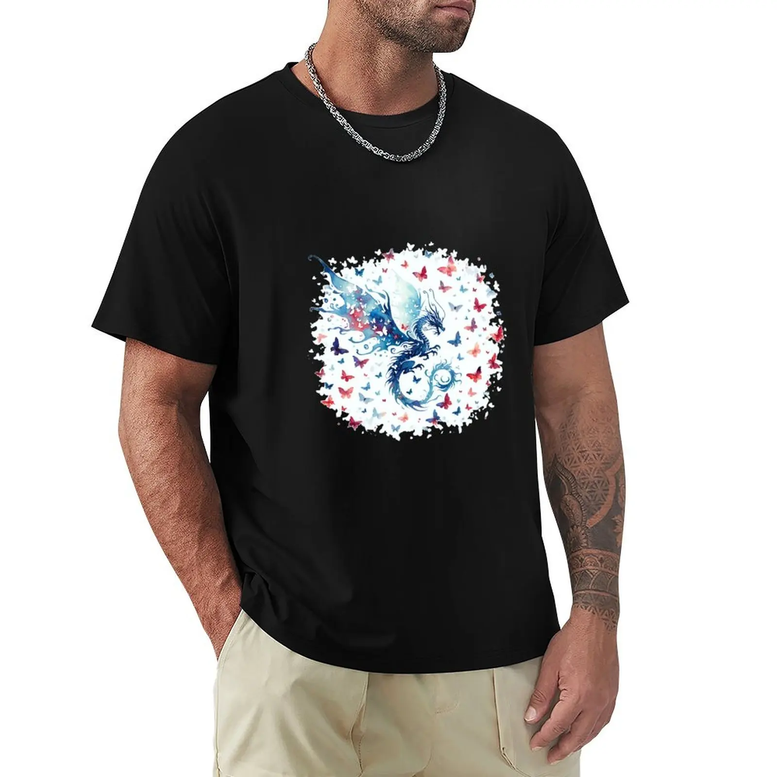 

Dragon with butterflies T-Shirt Quick Dry Training Short Sleeve Tee