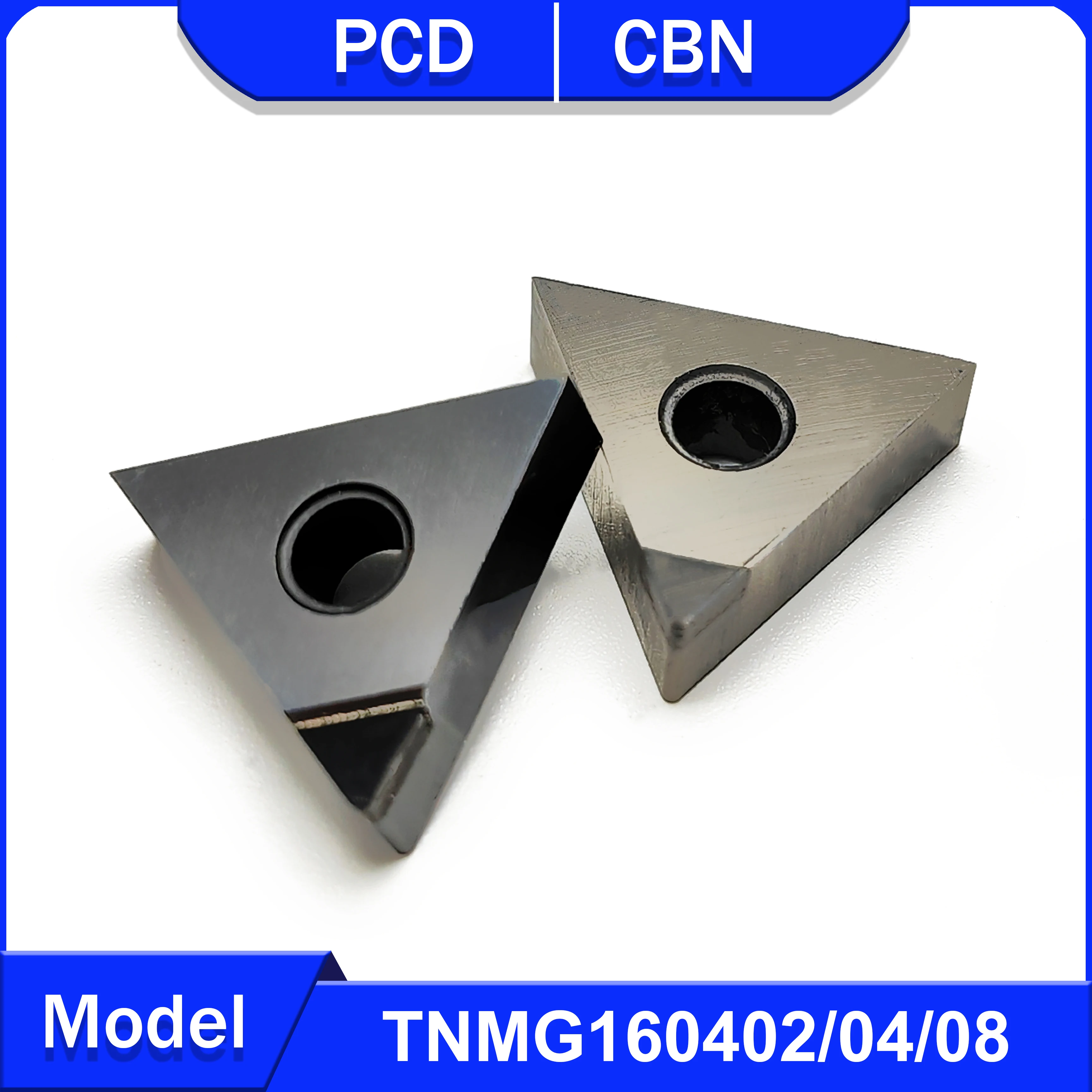 2PCS PCD turning tool TNMG160402 TNMG160404 TNMG160408 for copper and aluminum CBN tools machining hard steel and cast iron TNMG