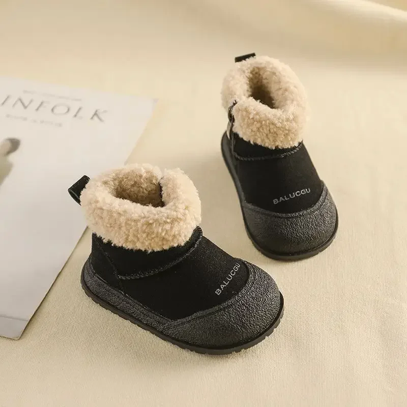 Toddler Kids Winter Snow Boots, Curly Furry Collar, Side Zipper, Warm Lining, Non Slip Sole for Cold Weather Daily Wear