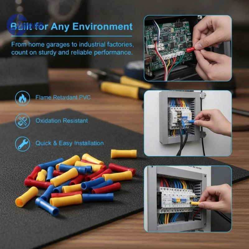 New！50Pcs Cold Press Terminal Assorted Butt Connector Insulated Crimp Terminals Electrical Cable Wire Connectors