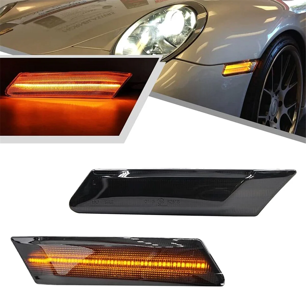 

NEW_Динамический янтарный боковой габаритный фонарь для Porsche 911 997 987 05-12