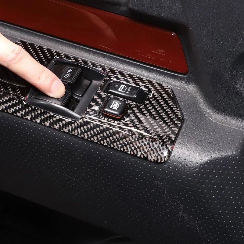 

For Toyota FJ Cruiser 2007 - 2021 Glass Lift Button Decorative Frame Sticker Soft Carbon Fiber Interior Accessories 3 Pcs