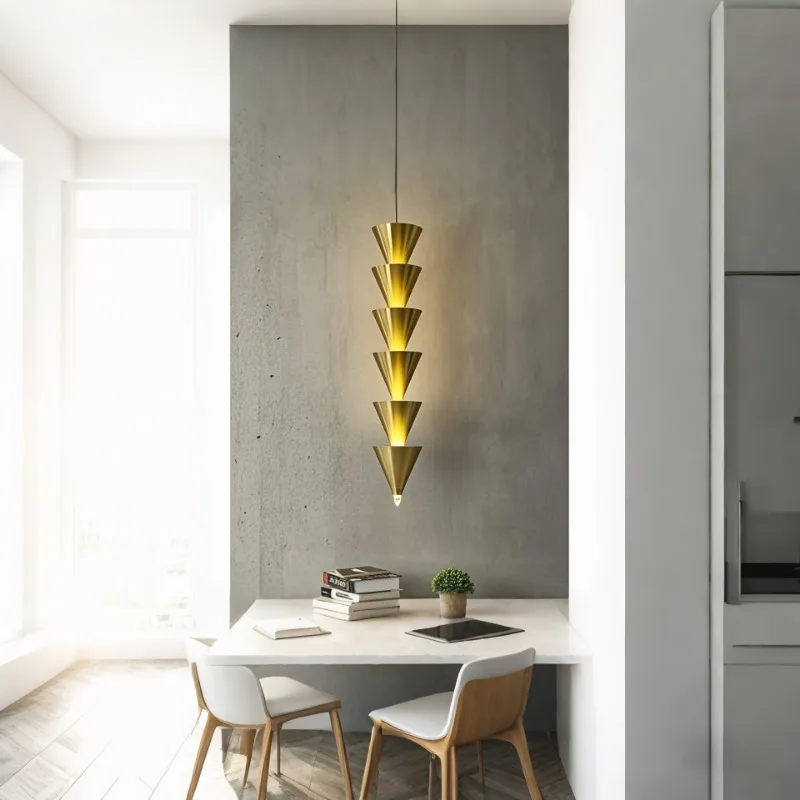

Post-modern new designer creative simple bedroom bedside lamp study living room black and white metal cone droplight