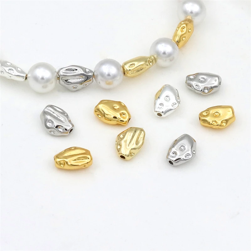BoYuTe (100 Pieces/Lot) Brass Irregular Stone Baroque Spacer Beads Multi‑Color Metal Loose Beads for DIY Jewelry Making