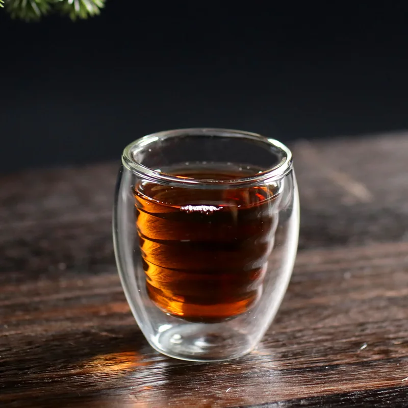 6pcs   Small double glass liner thread insulation small coffee cup textured teacup