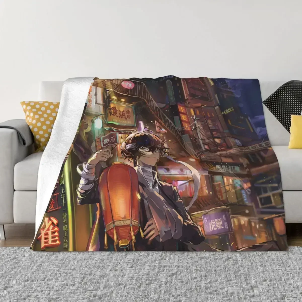 Osamu Dazai Chuuya Nakahara Blankets Summer Air Conditioning Bungou Stray Dogs Anime Throw Blanket for Bed Bedroom Rug Piece