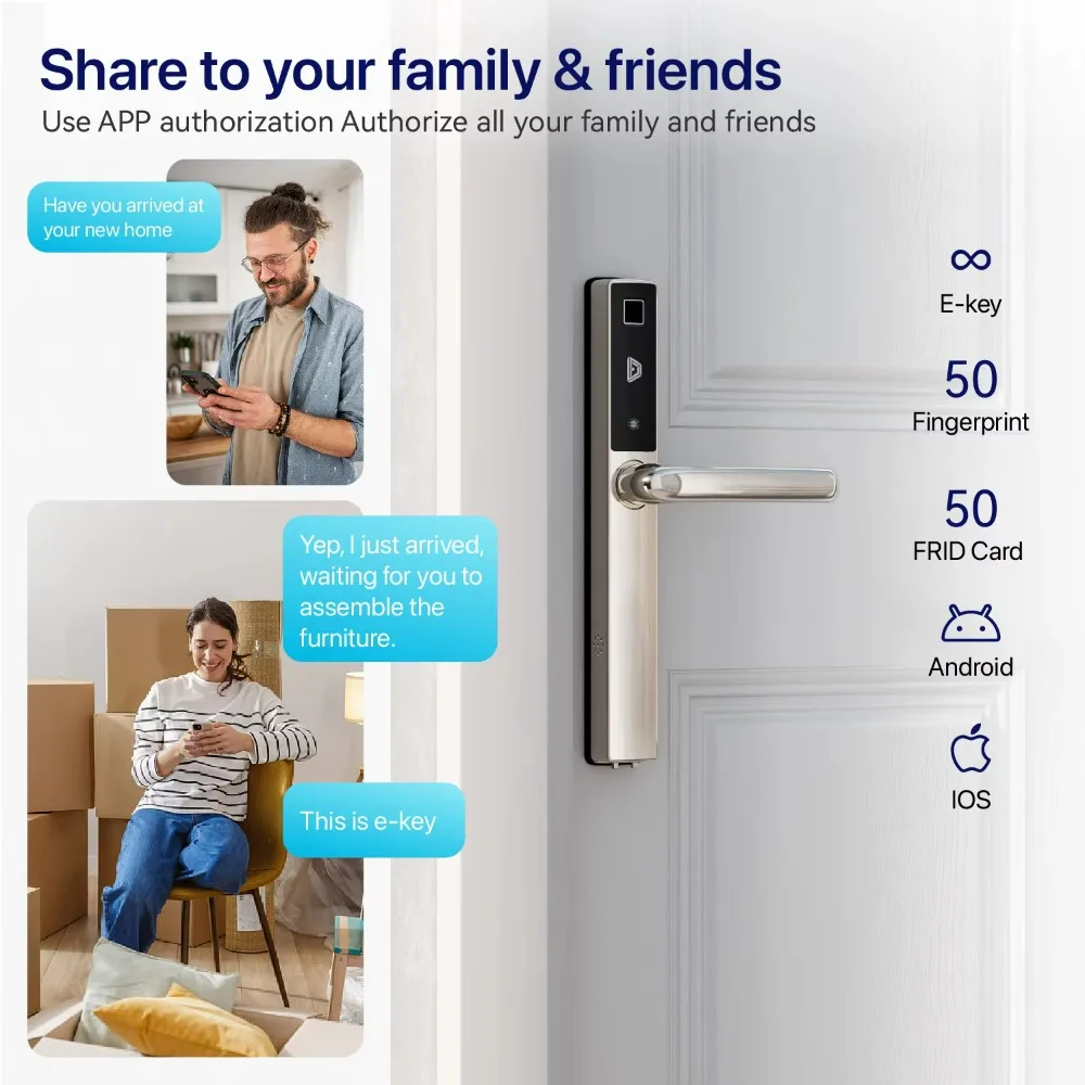 

Smart Door Lock Keyless Digital Electronic Lock with WiFi App Control Safety Intelligent Smart Lock for Home Apartment Hotel