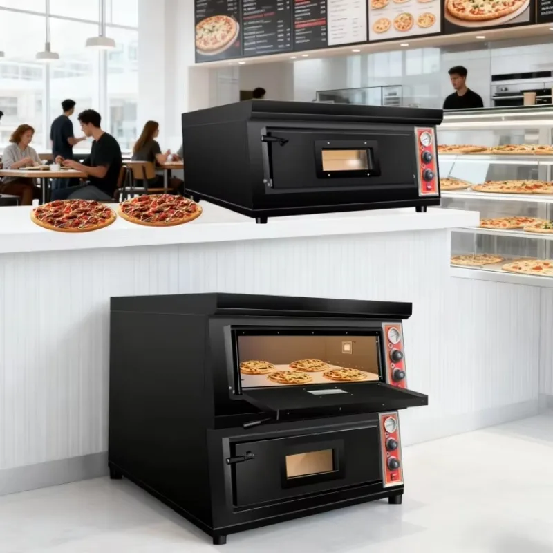 Tabletop Restaurant Made Tabletop Electric 400 ° 450 ° C Italy 2 Double LPG Deck Pizza Oven with Stone