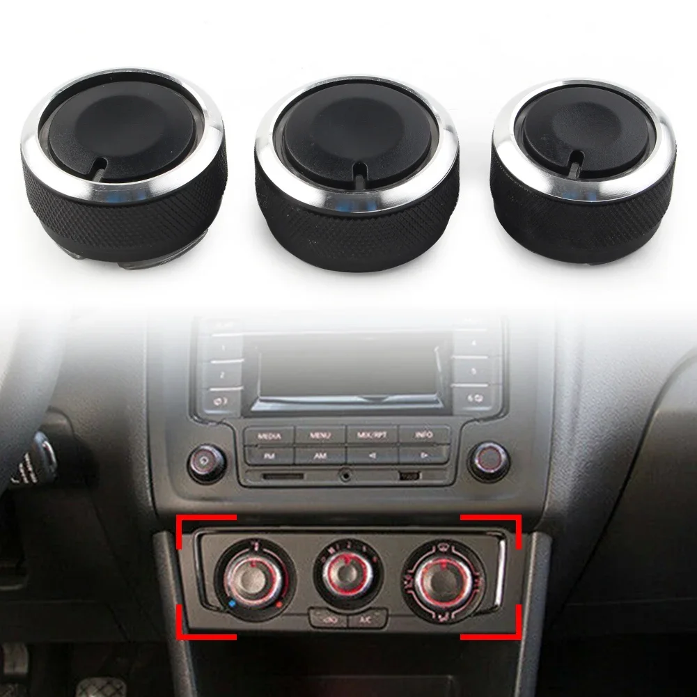 For VW POLO 9N 9N3 6R 2004 2005 2006 2007 2008 2009 2010 2011 2012 2013 Auto Air Conditioning Heat Control Knob A/C Switch 3Pcs