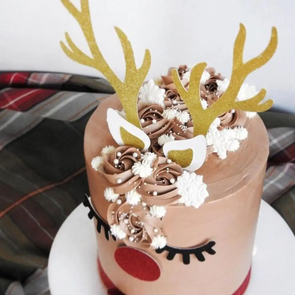 Wedding Birthday Xmas Sleeping Reindeer Deer Antler Christmas Decoration Party Supplies Cake Topper Rabbit Ears - Image 2