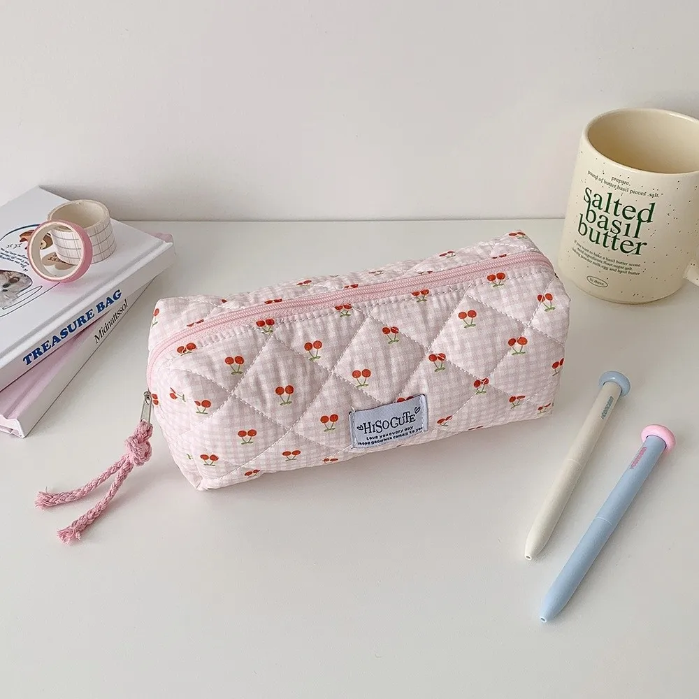 Single Layer Fruit Cherry Pencil Bag Large Capacity Cute Design Korean Cherry Pencil Case Pencil Holder School Pencil Box