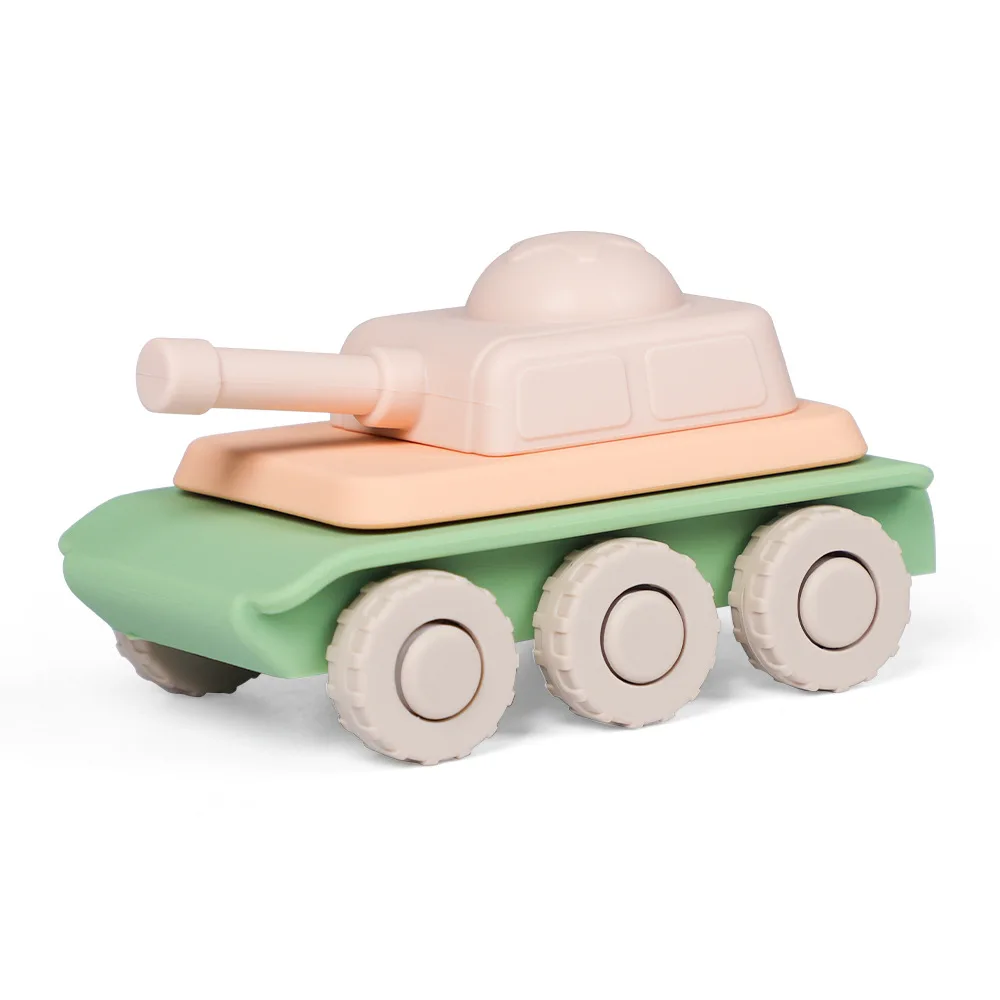 Silicone tank toy Jenga set - Easy assembly and disassembly, durable and smooth sliding. Children's silicone educational toy.