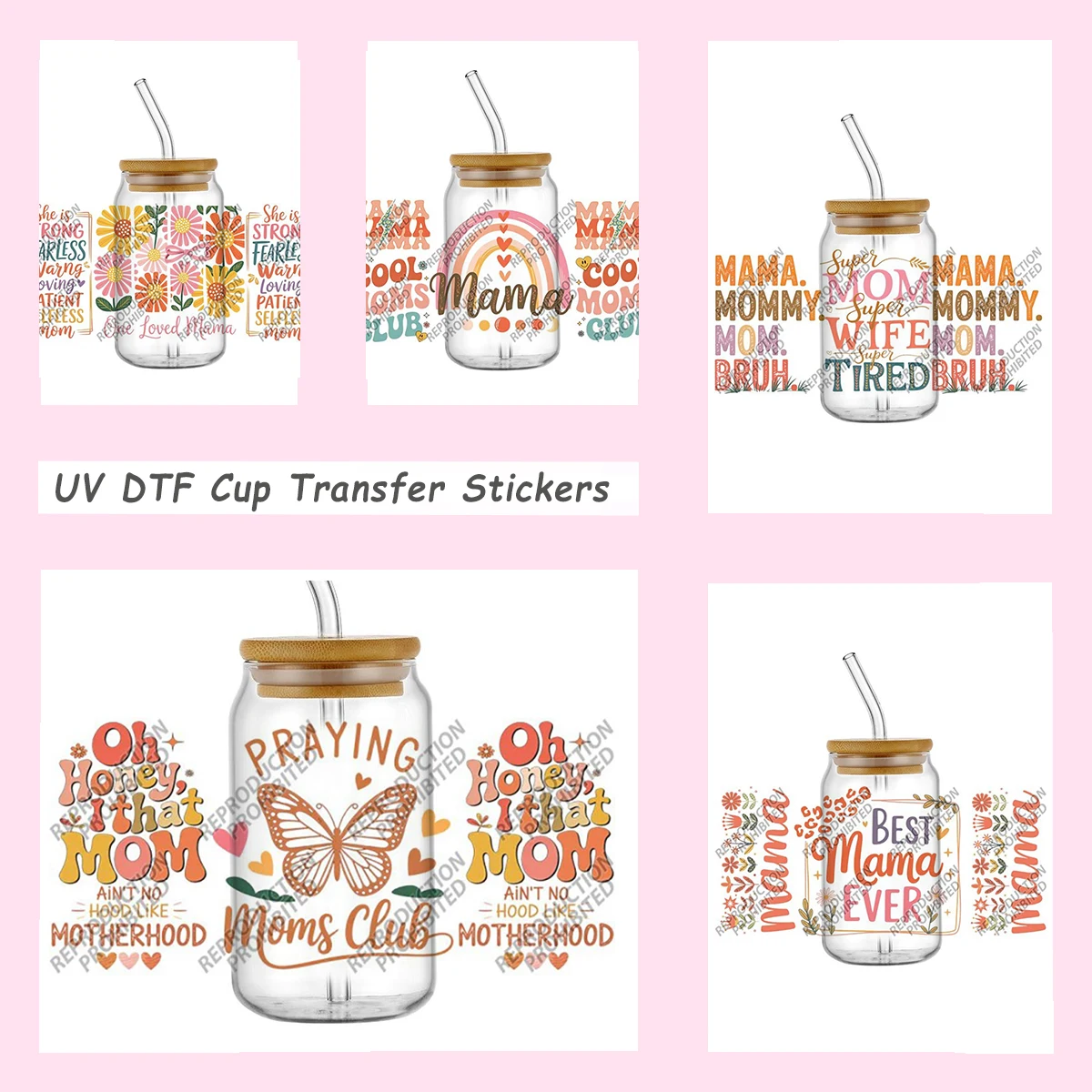 Boho Mother Definition Design Cup Wraps Waterproof Easy to Apply on Libbey Can Funny Mama Life Cup Transfer Stickers DIY Gift