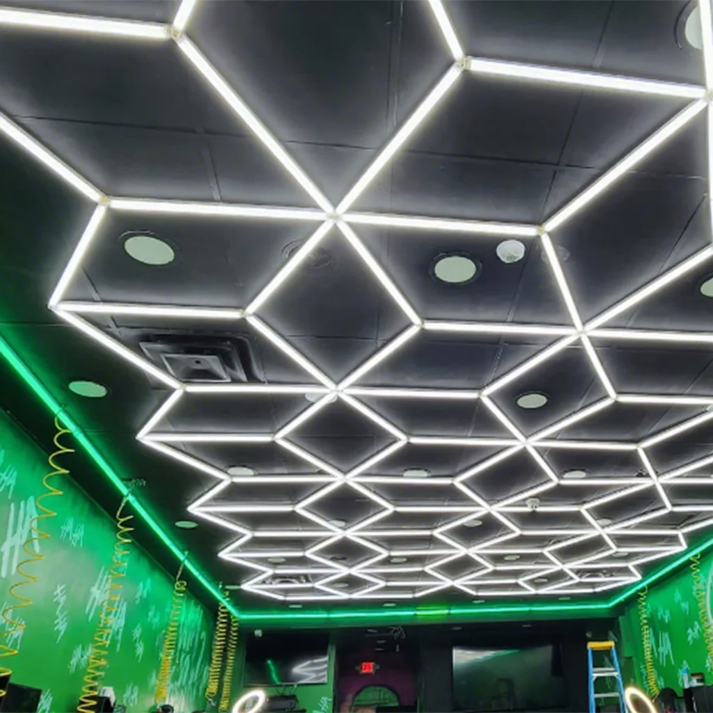 Hot Sale Diy Assembly Geometry Lighting Auto Repair Shop Roof Garage Pendant Snowflake Lights