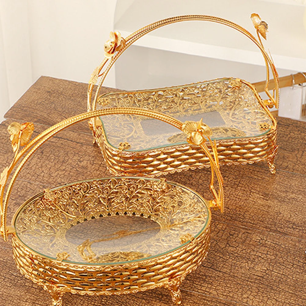 

Handheld Iron Wire Fruit Basket Multipurpose Storage Container for Bread Snack Desktop Use Handheld Iron Basket