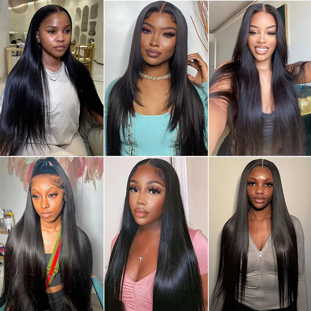 Extensiones de cabello liso largo brasileño de 14-32 pulgadas, 1/3/4 ofertas de extensiones, 100% extensiones de cabello humano virgen sin procesar, Color negro Natural