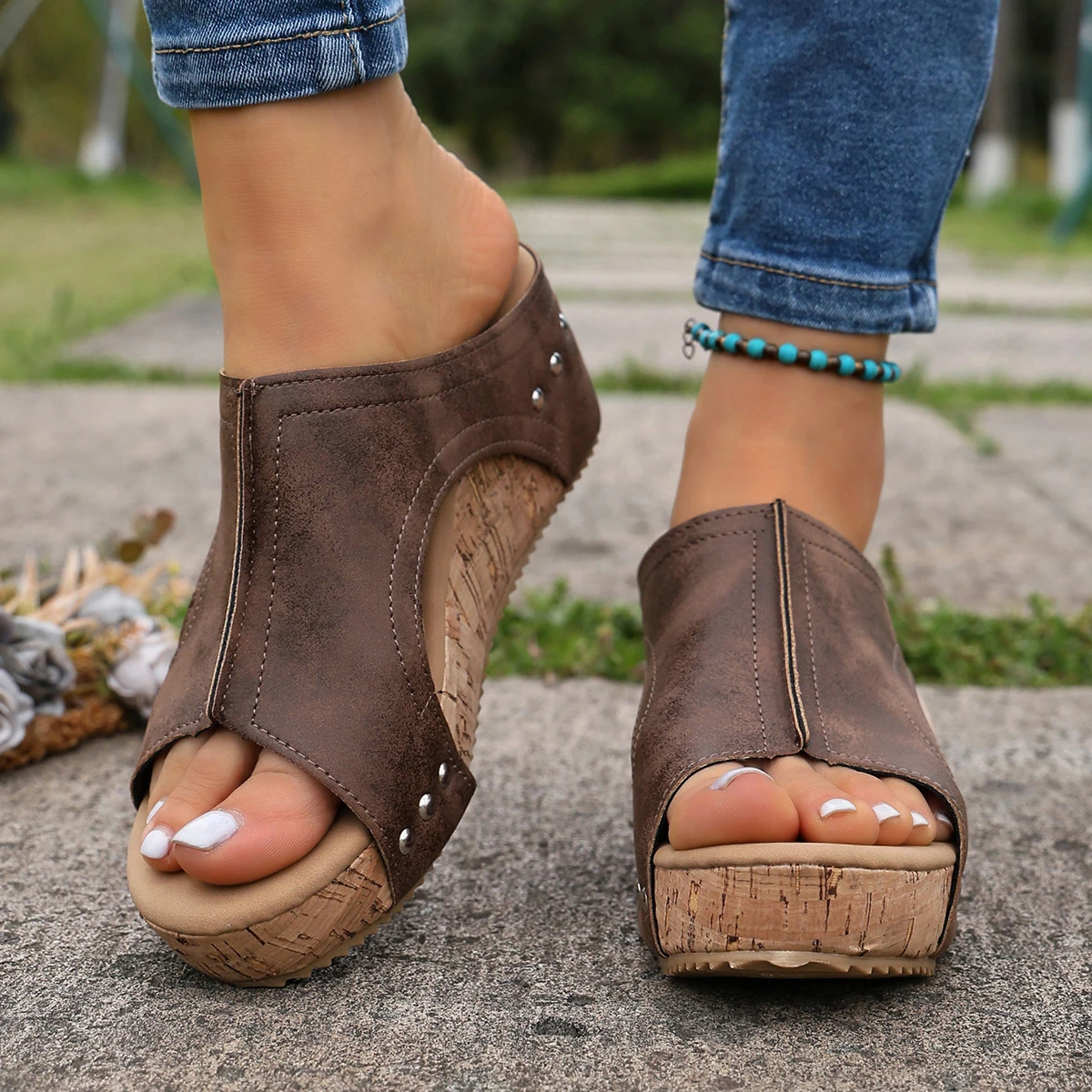 Women's High Heels With Wedges Shoes Woman Platform Sandals Summer Peep Toe Heeled Slippers Sandalias De Mujer_vogvips.com