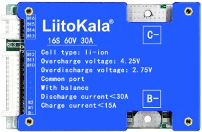 LiitoKala BMS 10S/13S/16S/20S 36V/48V/60V/72V 30A Li-ion Lithium Battery Charger Protection Board Battery BMS With Balance Funct