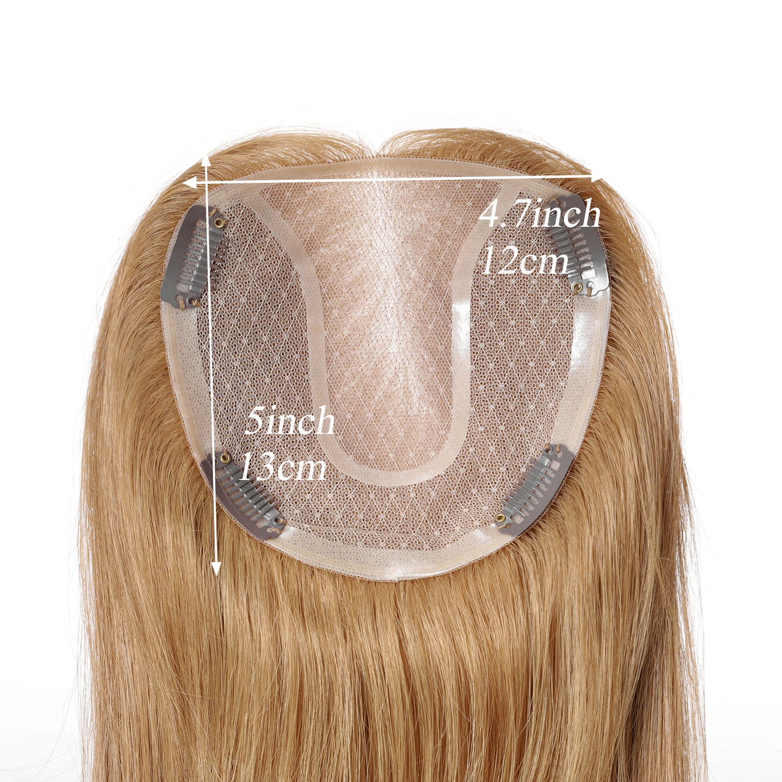 100% Remy Human Hair Topper Met Mono Lace Base Light Gember Koper Haarstukken Voor Vrouwen Dun Haar 4 Clips In Toppers 14 Inch