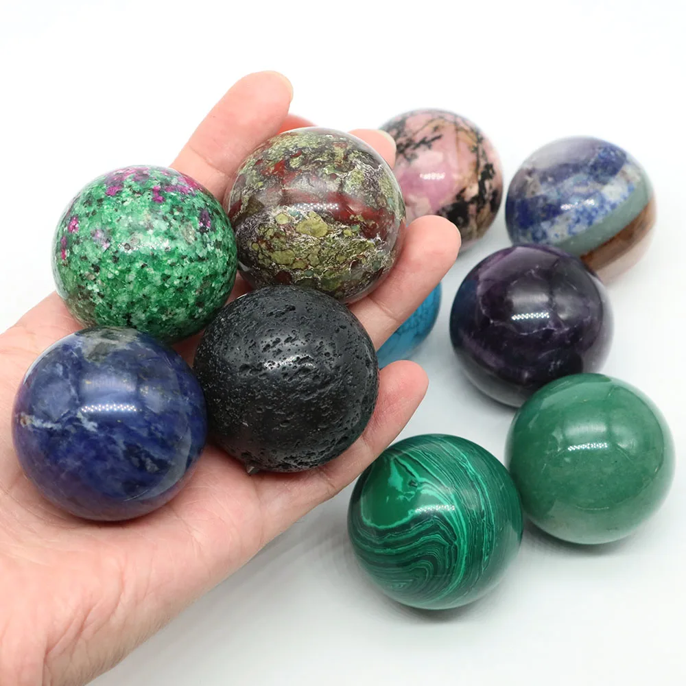 40mm Natural Stone Crystal Ball Reiki Healing Wicca Gemstone Sphere Collection Mineral Specimen Energy Massage Globe Home Decor