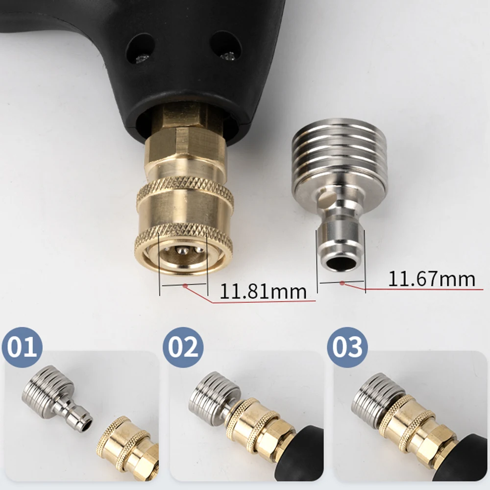 Imagem -05 - High Pressure Water Gun Interface Bico de Lavagem Chuveiro Lâminas Quick Connect Wash Carro Jardim Ferramenta Urbana Aço Inoxidável