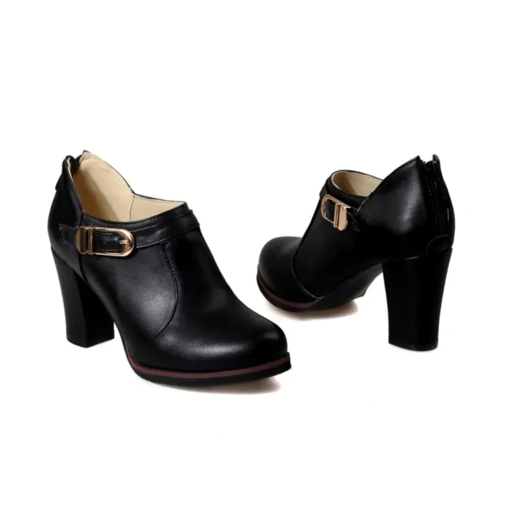 Women High Heels Sapato Feminino Big Size 45 46 47 48 Round Toe Ankle Height High Quality Soft Fashion Pumps Ladies Shoes 07-2