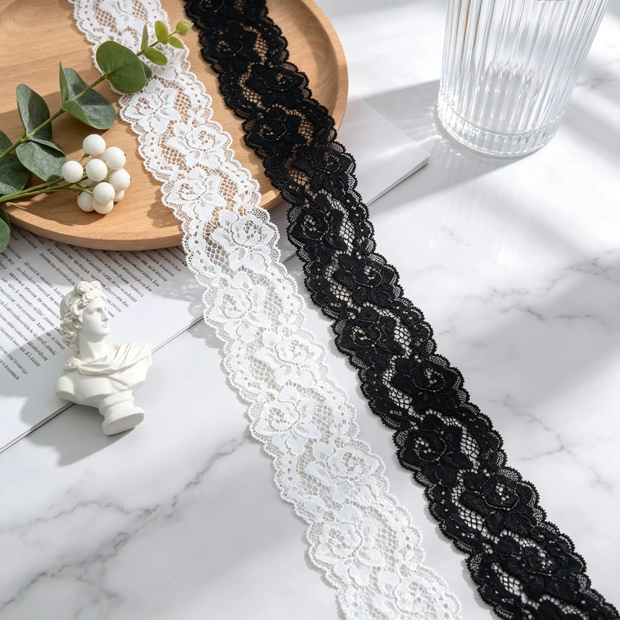 Retro embroidered lace ribbon, 2.4 inches wide, lace decorative craft, suitable for DIY embroidered bed skirt lace