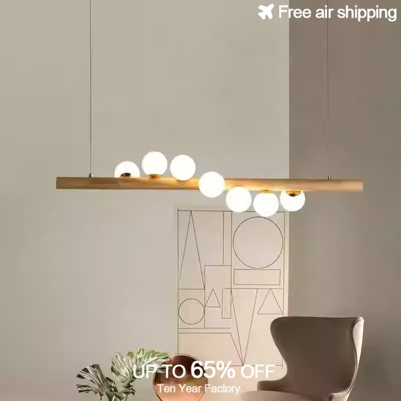 

Wooden Ball Nordic Minimalist G9 LED Hanging Chandelier For Restaurant Dining Room Ceiling Pendant Light Home Decor