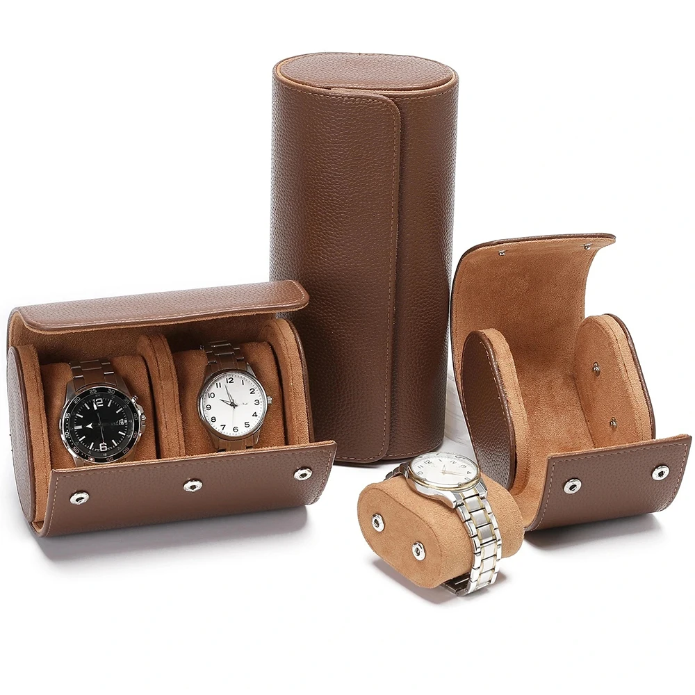 Luxury PU Leather Watch Case Watch Roll Travel Case Watch Box Organizer for Men with 1/2/3 Slots Watch Display Organizer