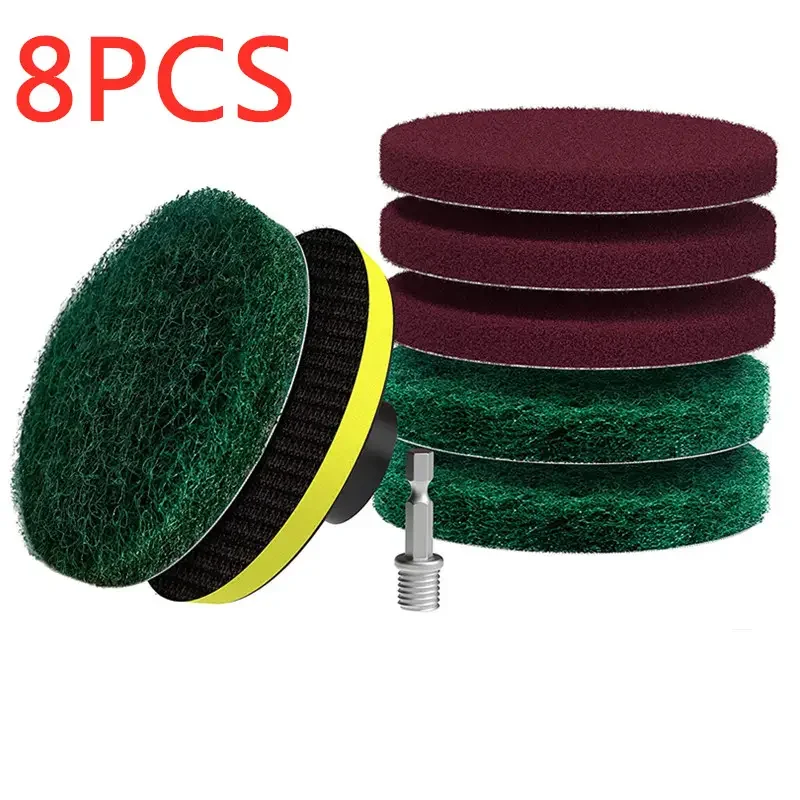 8-Piece Drill Scrubber Brush Set for Deep Cleaning Tile Grout Bathroom Shower Car Rims Floors Power Cleaner with Drill