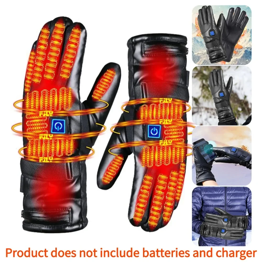 Rechargeable Heated Gloves 3 Temperature Levels Waterproof Electric Winter Gloves Hand Warmer for Cycling without Batteries