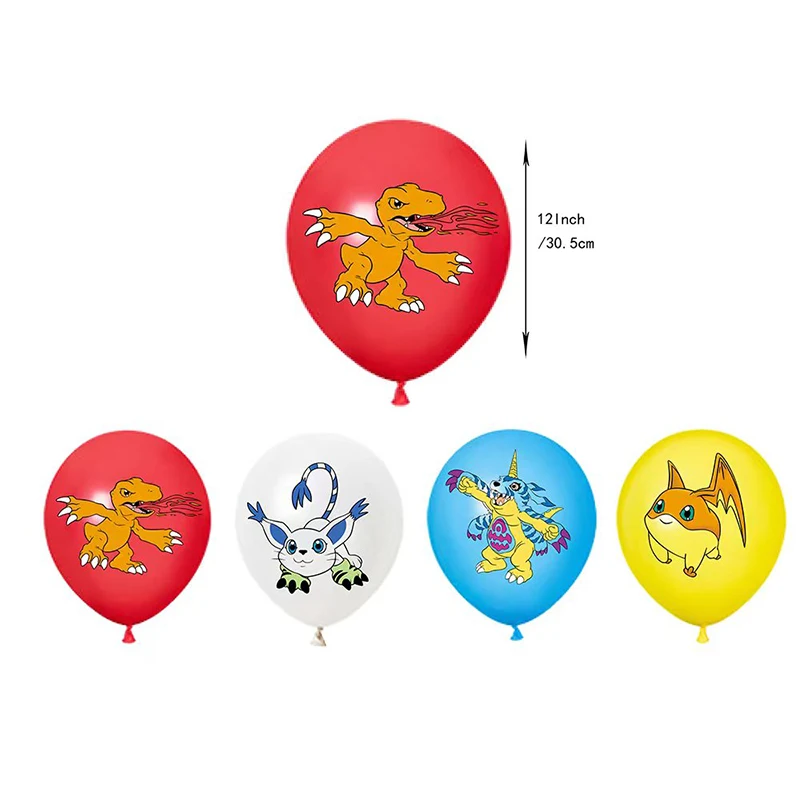 Digimon Adventure-Décoration de fête d'anniversaire, ballon en latex, toile de fond, bannière, décoration de gâteau, baby shower