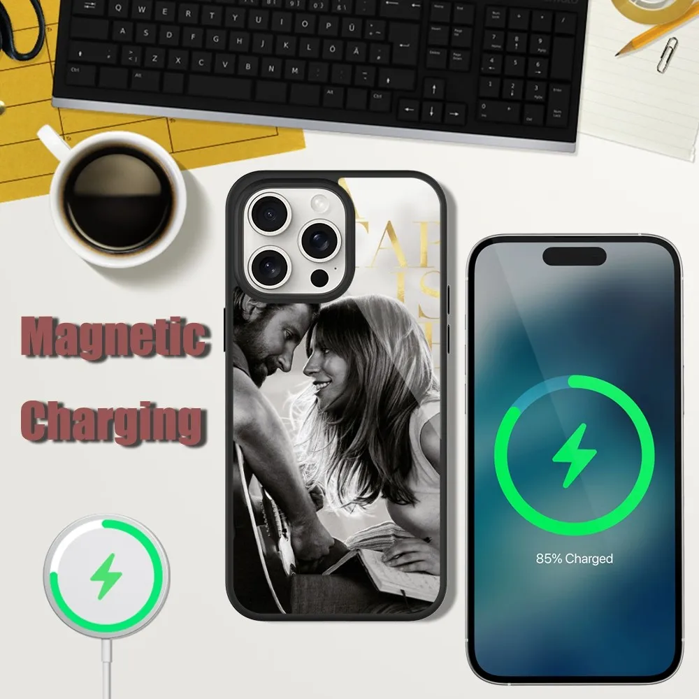 Singer-lady gaga Phone Case For iPhone 13 15 11 12 14 Plus Pro Max Glass Charging Magsafe Magnetic Cover