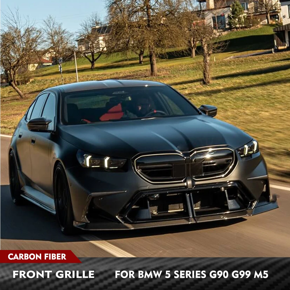 

For BMW 5 Series G90 G99 M5 2024-2025 Carbon Fiber Car Front Racing Grille Car Front Grille Air Vent Intake Inserts Body Kits
