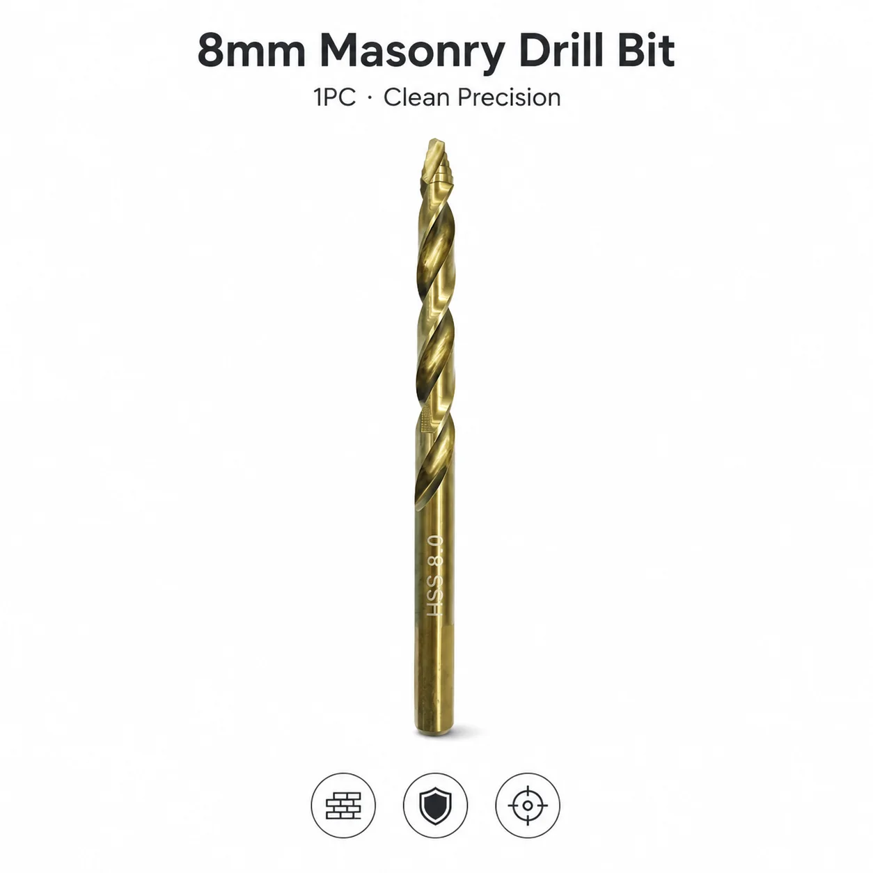 8mm Titanium Coated HSS Twist Drill Bit, Straight Shank Sharp Tip for Steel, Wood, PVC Multi-material Stable Drilling Processing