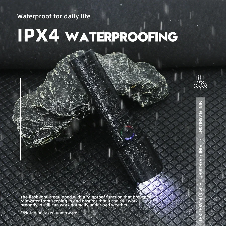 LED Strong Light Flashlight Telescopic Zoom USB Charging Compact Portable Focused Long-range Portable Household Flashlight