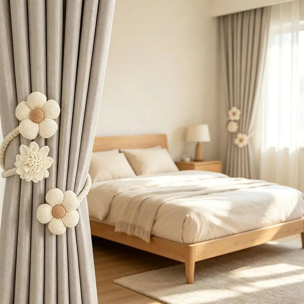Modern Flower Shape Curtain Tieback No Punching Twist Bough Rope Curtain Buckles Curtain Hanging Rope Home Decoration