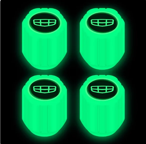 Glow-in-the-Dark Tire Valve Stem Caps for Geely Vision Emgrand Binrui Binyue Coolray Boyue FX11 Atlas Xingrui Preface 4 pcs/set view 2
