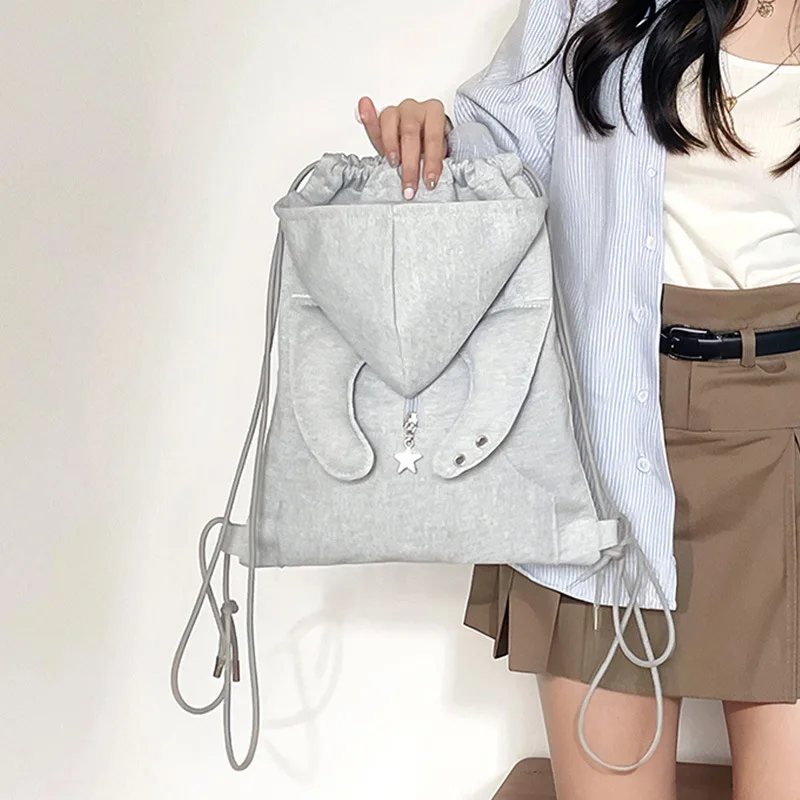 

Рюкзак на шнурке в корейском стиле, милый повседневный рюкзак с толстовками, холщовый рюкзак для девочек, модная школьная сумка для подростков