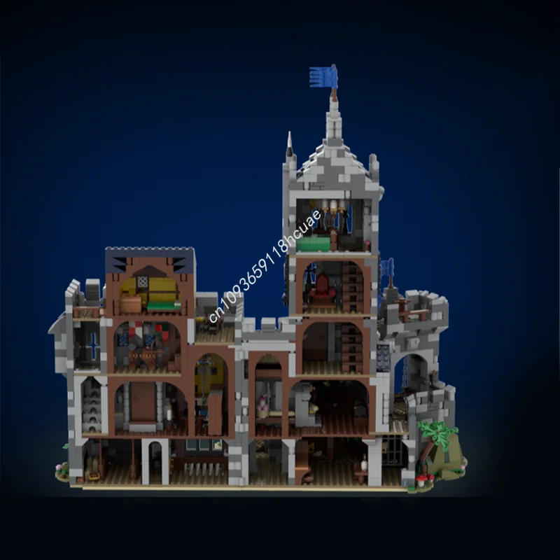 Moc ยุคกลาง Mountain Fortress Modular ปราสาทรุ่น Building Blocks Creative ASSEMBLY การศึกษาอิฐของเล่นเด็กวันหยุดของขวัญ