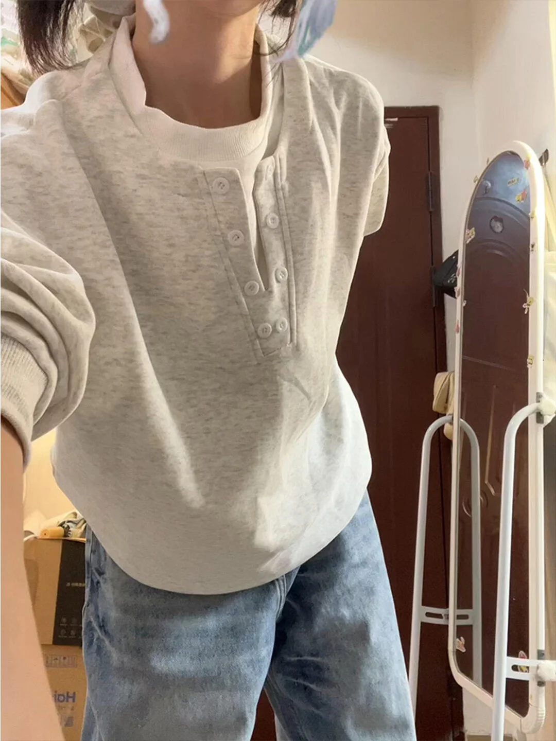 

American Color Block College Style Long Sleeve Fleece Lined Casual Women's Sweatshirt Trendy Oversized Autumn Winter Outerwear