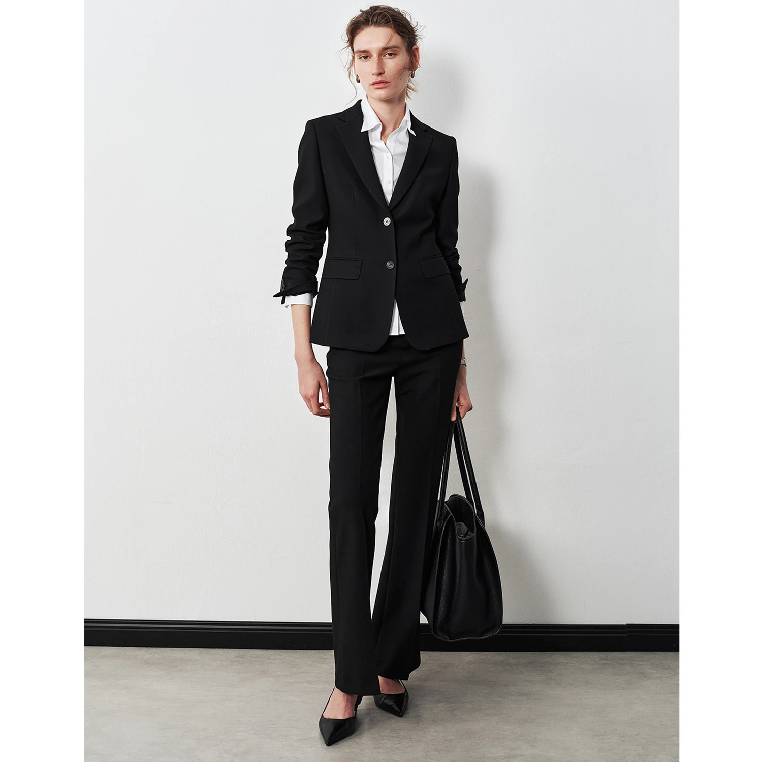 Allingentle النساء Pantsuit المرأة 2 قطعة مجموعة كلاسيكية 2-زر السترة فضفاضة تناسب أزياء للمكتب تخصيص