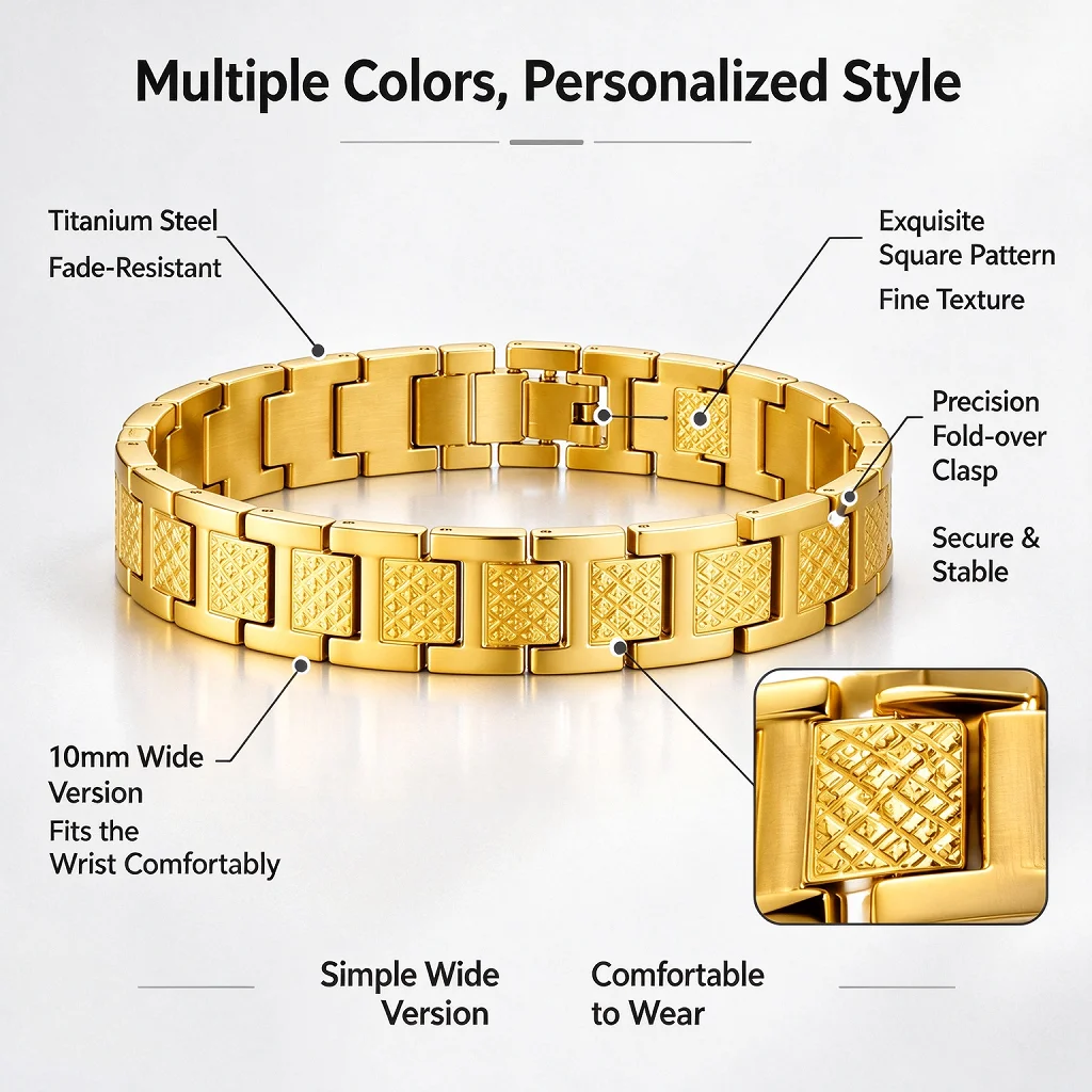 Crocodile Texture Stainless Steel Bracelet for Men Waterproof Sweatproof Durable Modern Polished Wristband Gift Send Regulator