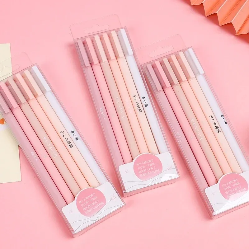 

6pcs/set Creative Cute Morandi Simple Gel Pen Kawaii Quick Drying Cap Neutral Supplies Gel Pen Set