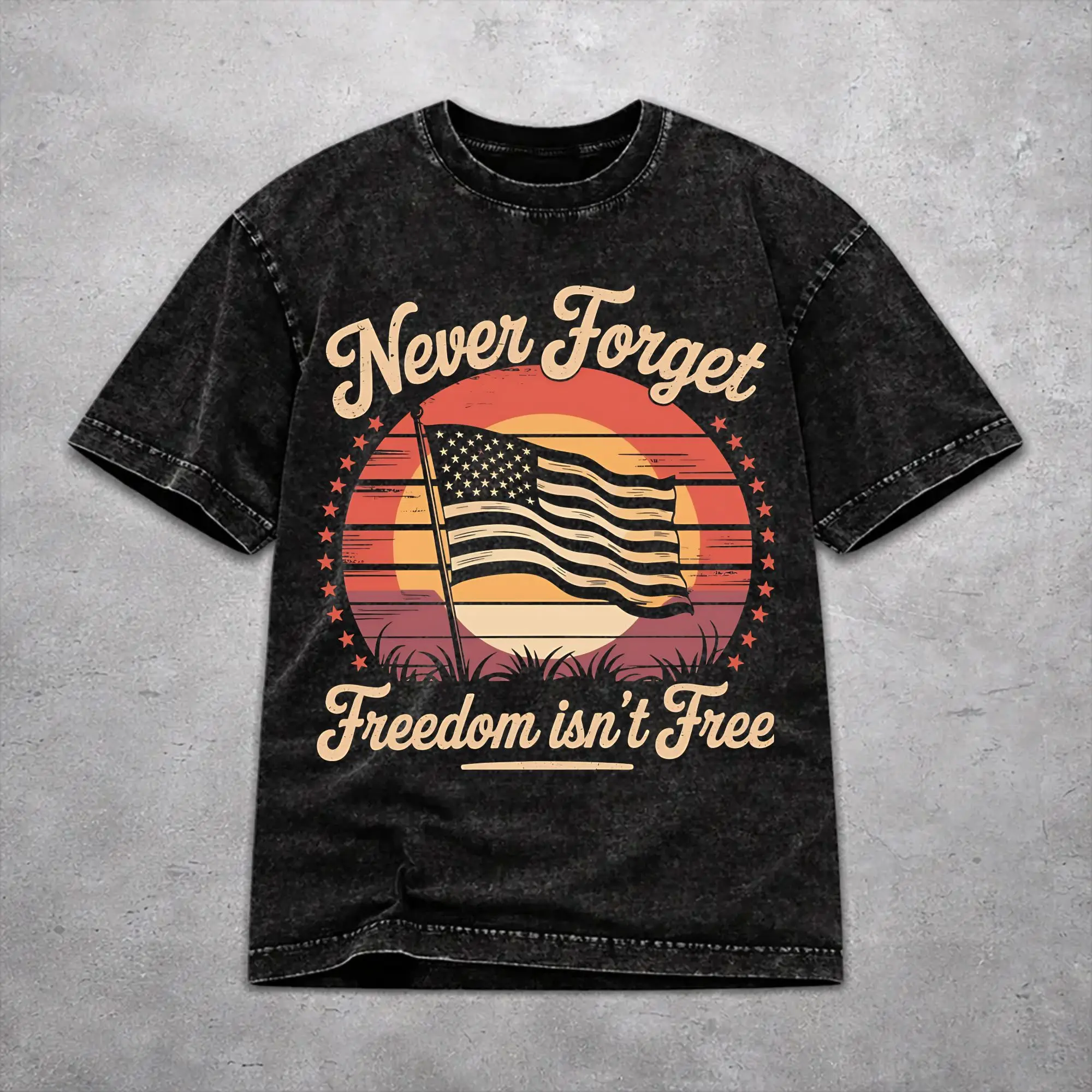 May We Never Forget Freedom Isn't Free Washed T Shirt Novelty Harajuku for Men Women  Oversize Tee T-Shirts Short Sleeve