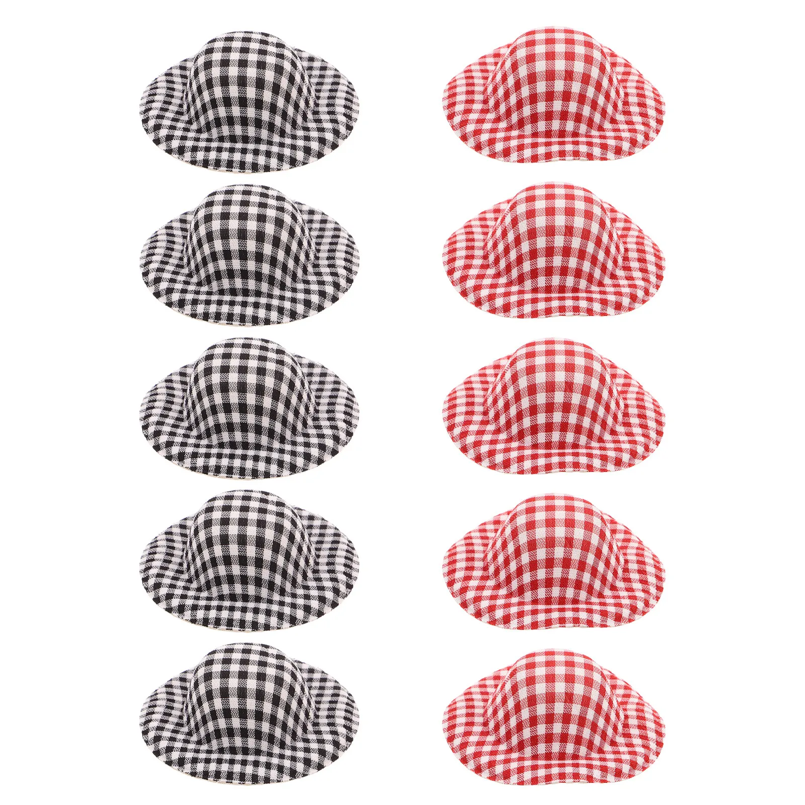 

20Pcs Mini Plaid Hats Lightweight Fabric Miniature Top Hats for Crafts Party Decoration Dollhouse Accessories Hair Accessories
