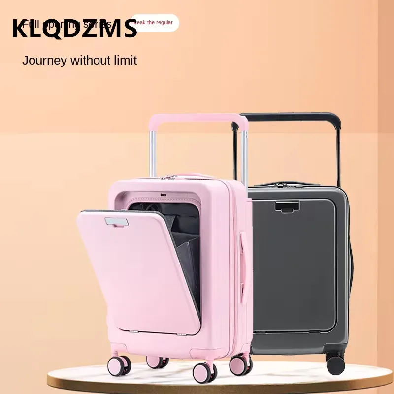 

KLQDZMS Carry-on Travel Luggage Front Opening Laptop Boarding Case Multifunctional Trolley Case 20 Inch PC Cabin Suitcase